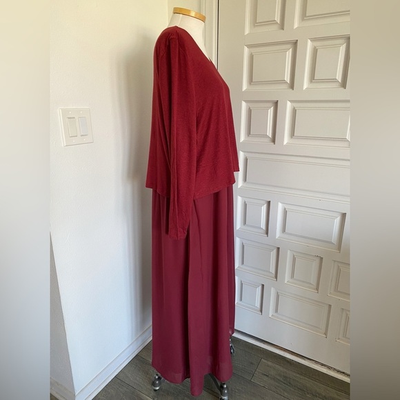 NWT Soft Surroundings Cassie Dress Long Maxi Chiffon Cabernet Size XL 1X 2X 3X - Picture 4 of 16